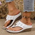 thumbnail image 2 of Flip Flops for Women 2026 Trendy Hollow Out Arch Support Wedge Sandals Platform Summer Slides Comfortable Orthopedic Shoes White Size 6.5, 2 of 6