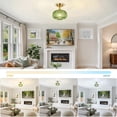 thumbnail image 6 of 9.84'' Semi Flush Mount Ceiling Light, Adjustable Hanging Gold Sloped Ceiling Lights with Green Glass Shade, 6 of 8