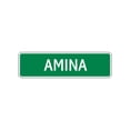 thumbnail image 1 of Amina Girls Children Name Letter Printed Label Indoor Outdoor Wall Plaque Decoration Aluminum Metal Sign 4"x13.5", 1 of 1