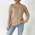 thumbnail image 2 of Kaemgyyd Women's Long Sleeve Pullover Fall Winter Warm Cable Knit Sweaters Casual Slim Crew Neck Lightweight Tops, 2 of 6