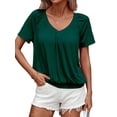 thumbnail image 1 of Camisetas Casuales de Verano para Mujer, Camisetas de Corta con Cuello en V, Camisetas Verde Tinta Talla S, 1 of 7