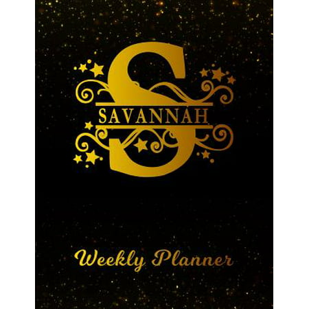 Savannah Weekly Planner: 2 Year Personalized Letter S Appointment Book - January 2019 - December 2020 - Black Gold Cover Writing Notebook & Dia (Best Cover Letters 2019)