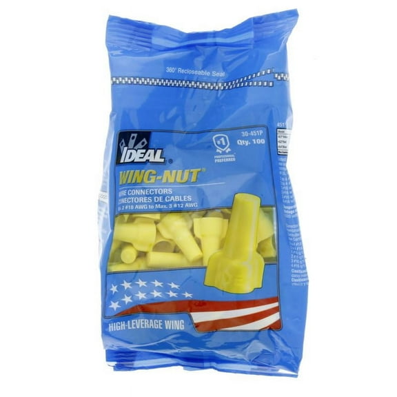 Ideal Wing-Nut Small Yellow Copper to Copper Wire Connector (100-Pack) 30-451P