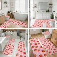 thumbnail image 4 of Strawberry and Blossom Pink Pattern Bathroom Rug Set 4 Piece,Includes Contour,Lid Cover,Bath Mat,Non-Slip Extra Soft Absorbent Washable, 4 of 5