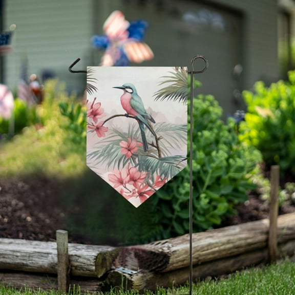 Birds Flowers and Leaves Garden Flag 18" x 12.5" Double Sided Yard Lawn Outdoor Decor Small Yard Flags