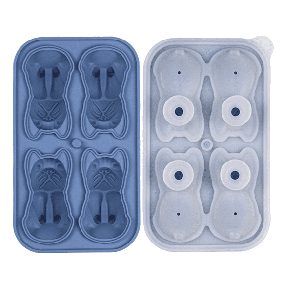 French Bulldog Ice-Cube Mold, 4 Hole Fun Shapes Frenchie Bull Dog Ice-Cube Tray for Whiskey,Cocktail, Green