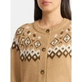 thumbnail image 4 of Time and Tru Women's Fair Isle Cardigan Sweater, Midweight, Size XS-XXXL, 4 of 5