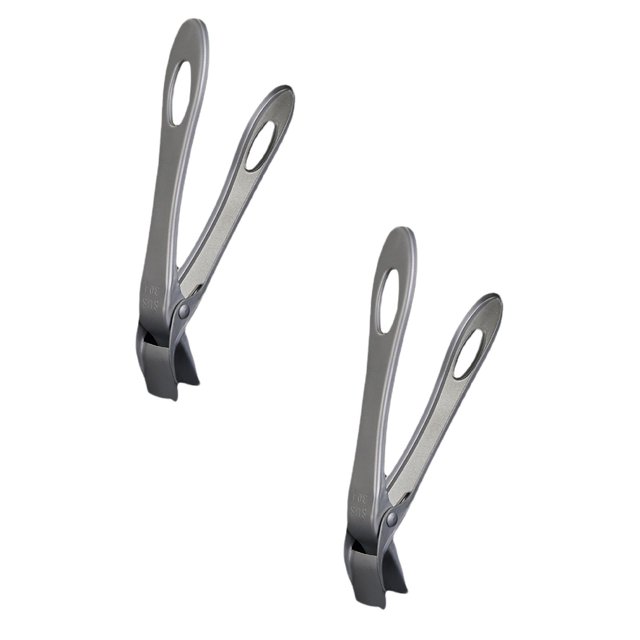 Oleegame 2PC Compact Serving Tongs Small Food Household Non Slip Multi Function Take Bowl Clip Tray Silver