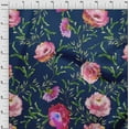 thumbnail image 3 of oneOone Polyester Lycra Fabric Watercolor Leaves & Peony Floral Print Fabric BTY 56 Inch Wide, 3 of 4