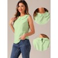 thumbnail image 2 of Unique Bargains Women's Peter Pan Collar Blouse Sleeveless Jacquard Floral Tank Top XL Light Green, 2 of 6
