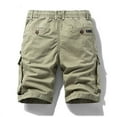thumbnail image 4 of Men's Retro Vintage Cargo Shorts, Outdoor Work Short Pants with Multi-Pocket & Zipper Details, Durable Cotton Blend Casual Utility Shorts ,Khaki 2XL, 4 of 5