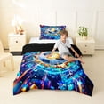 thumbnail image 2 of Castle Fairy Soccer Sport Twin Comforter Sets 2pcs, Futuristic Cubes Bedding Set, Blue Orange Black,Black Reversible,1 Comforter and 1 Pillowcase, 2 of 6