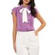 thumbnail image 1 of INSPIRAR CHIC Blusas de Mujer con Volantes y Mangas Cortas, Blusa con Cuello Peter Pan y Botones, Talla XS, Color Púrpura, 1 of 7