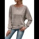 thumbnail image 3 of Blusas de Larga Suaves para Mujer, Cuello Redondo, Estilo Jersey, Estilo Informal de Negocios, de Punto con Mangas Murciélago, Conjuntos Oversize 2025 Gris XXXL, 3 of 9