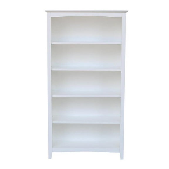 Bowery Hill Shaker Solid Parawood Bookcase - 60"H in White Finish