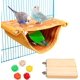 thumbnail image 1 of Litera con hamaca para pájaros, caja nido para pájaros, accesorios para jaulas de pájaros, juguete para pájaros que incluye tabla de asiento para pájaros y 5 bolas de ratán para cacatúas, pinzones, h TUNC Sencillez, 1 of 5