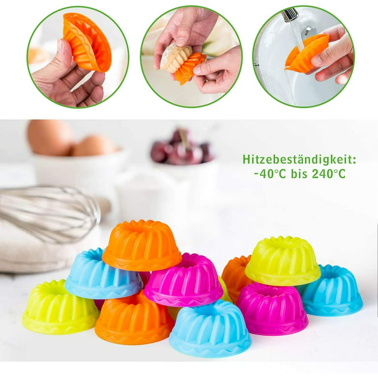 Mini Fluted Tube Silicone Baking Molds/Cake Cups, Fits Standard  Muffin/Cupcake Pans, 16-Count 