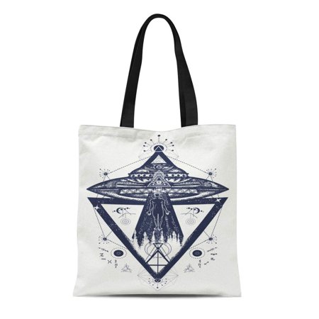 JSDART Canvas Tote Bag Ufo Aliens Kidnapped Person Tattoo Paranormal ...