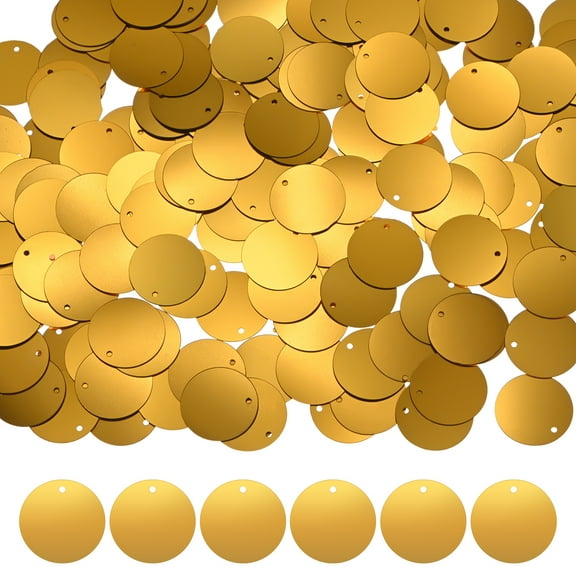 Uxcell 5-Pack 20 mm Flat Round Loose Sequins Paillettes for Crafts for DIY Projects/Sewing [Dark Gold]