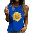 thumbnail image 5 of Hauts Grande Taille pour Femmes Imprimé Tournesol Sans Manches Débardeur Été & Printemps Col Rond Décontracté Ample Tee-Shirts Confortables, 5 of 5
