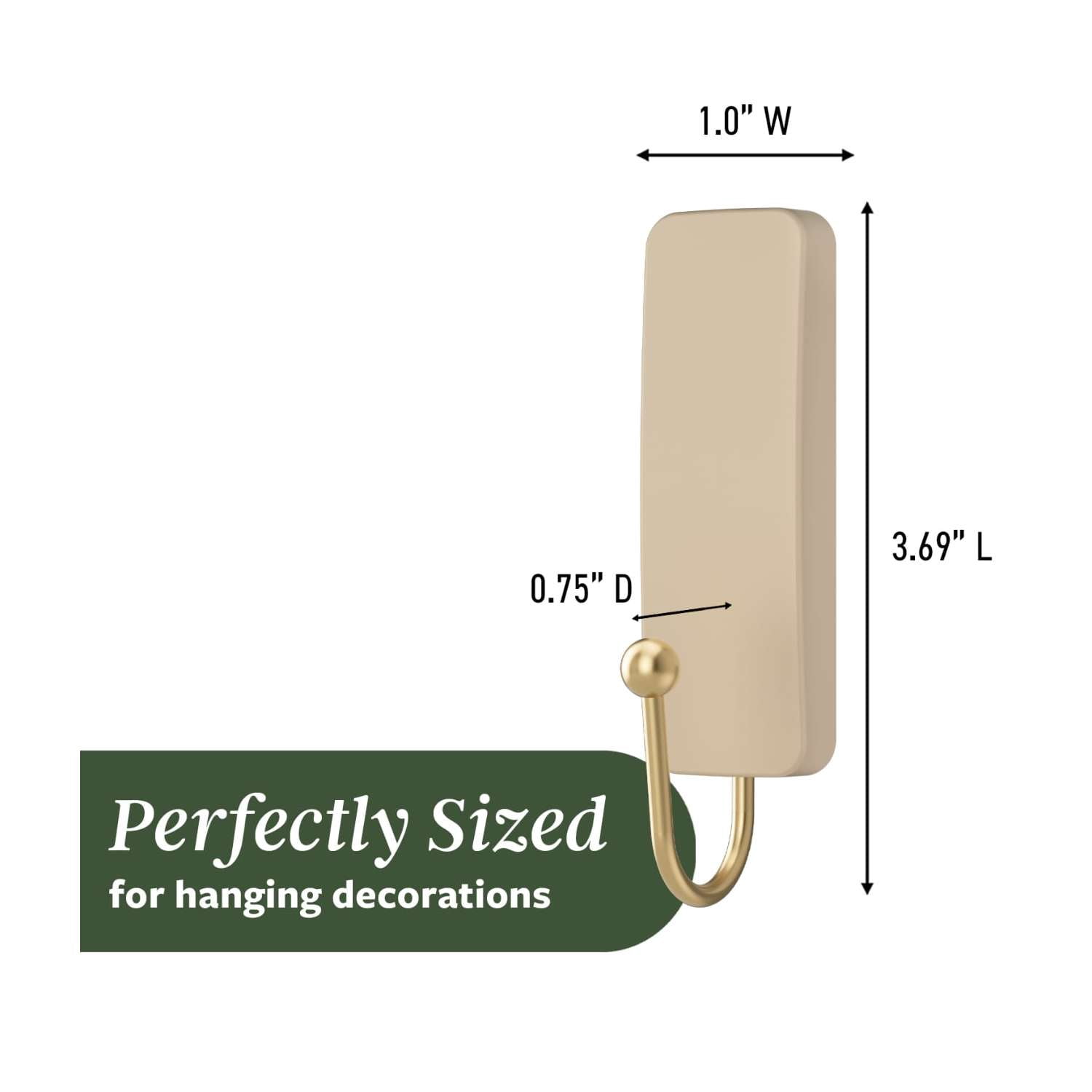 Command Medium Hooks, Latte, Holds 3 lbs, 4 Hooks, 6 Adhesive Strips