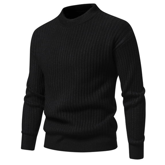 Men's Mock Neck Sweater Long Sleeve Ribbed Knit Slim Fit Casual Pullover Top