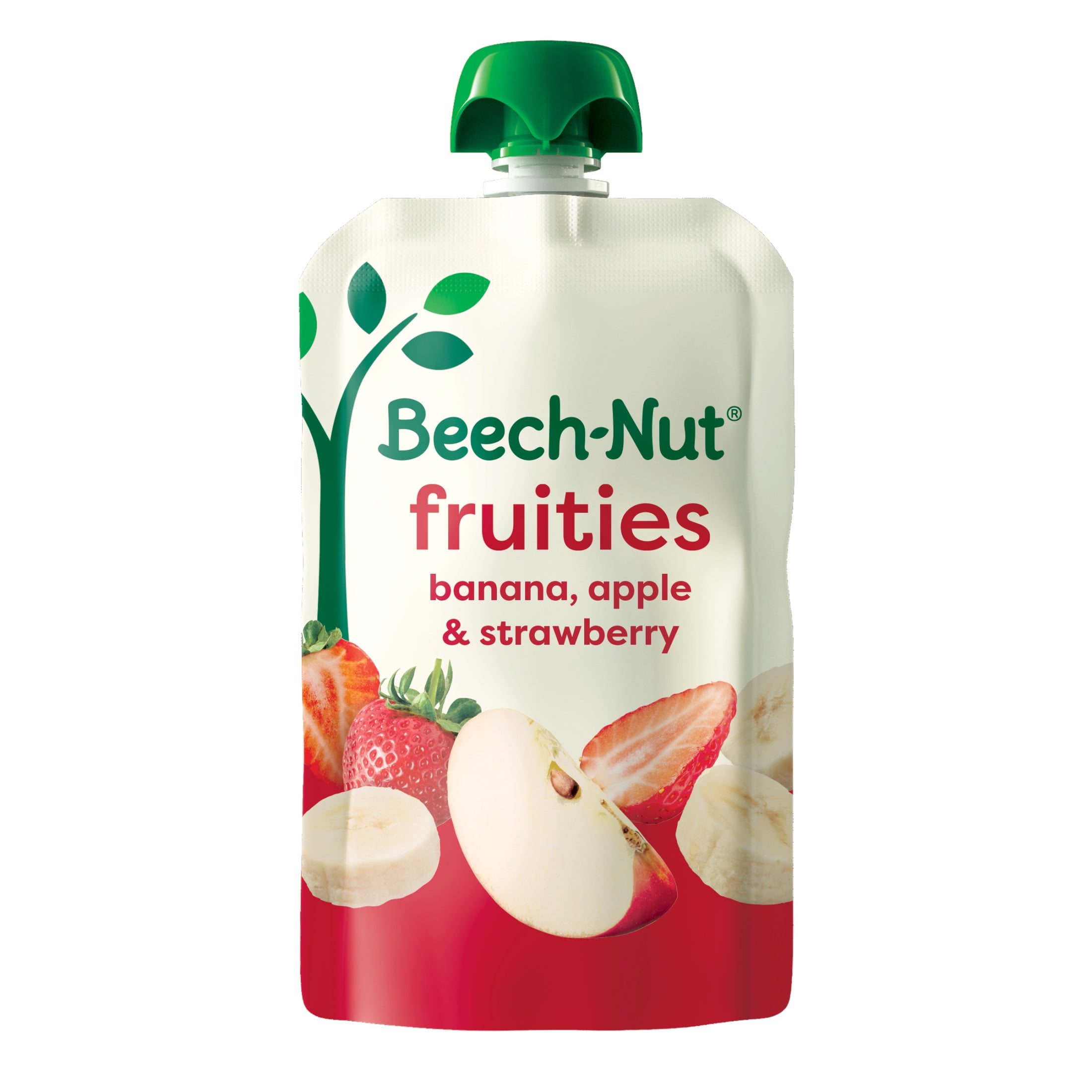 (12 pack) Beech-Nut Fruities Stage 2 Baby Food, Banana Apple & Strawberry, 3.5 oz Pouch
