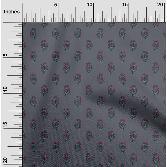 oneOone Cotton Poplin Twill Gray Fabric Floral Block Diy Clothing Quilting Fabric Print Fabric By Yard 56 Inch Wide