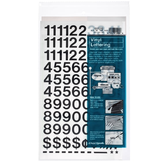 Chartpak Vinyl Numbers - 3/4" Numbers, Black