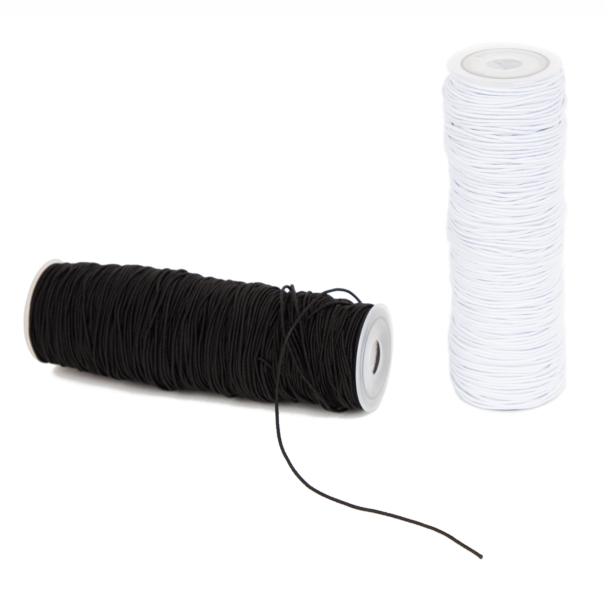 Cousin DIY 1 mm Black & White Stretch Cord 2-Pack – 150 ft Rubber Elastic String for Bracelet & Jewelry Making