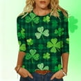 thumbnail image 2 of DxhmoneyHX St Patricks Day Shirt Women Shamrock Clover Graphic Casual T-Shirt 3/4 Sleeve Crew Neck Summer Tunic Tops Loose Fit Shirts Holiday Outfits, 2 of 6