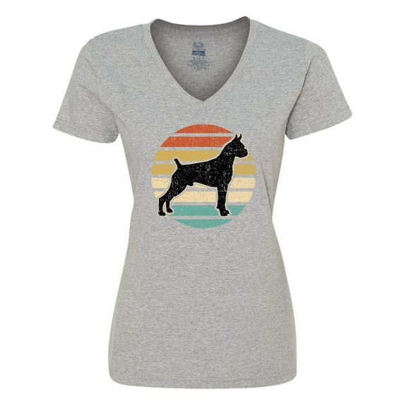 Inktastic Boxer Dog Vintage Silhouette Women's V-Neck T-Shirt
