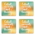 thumbnail image 1 of Saying Coaster Set of 4, Motivational Saying Collect Moments not Things on Bicolor Background, Square Hardboard Gloss Coasters, Standard Size, Orange Seafoam and White, by Ambesonne, 1 of 2