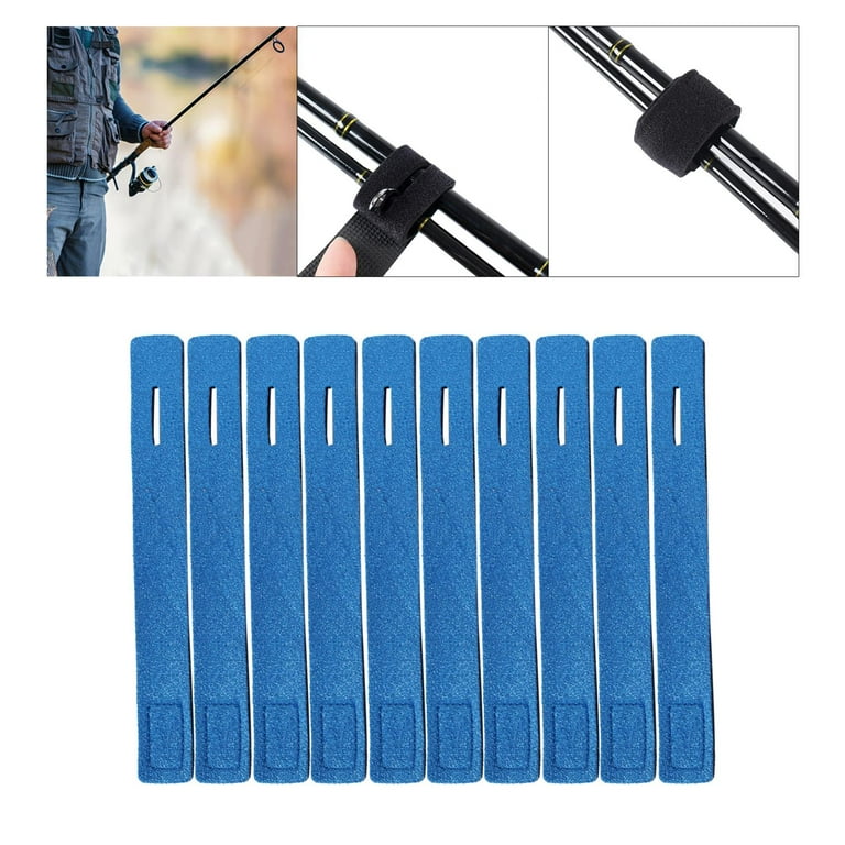 10pcs Fishing Rod Straps, Stretchy Fishing Tackle Ties Cable Fishing Pole  Belt With Guide Ring Slot For Winding[blue]
