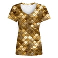 thumbnail image 4 of Active Tops Women Casual Short Sleeve V Neck Scale Print T Shirt for Daily Wear and Outings Versatile Blouse Top in Lightweight Knit with Modern Pattern Gold XXL, 4 of 4
