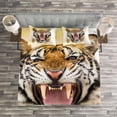 thumbnail image 3 of Ambesonne Tiger Quilted Bedspread Set 3 Pcs, Young Panthera Growling, Queen Size, Multicolor, 3 of 3
