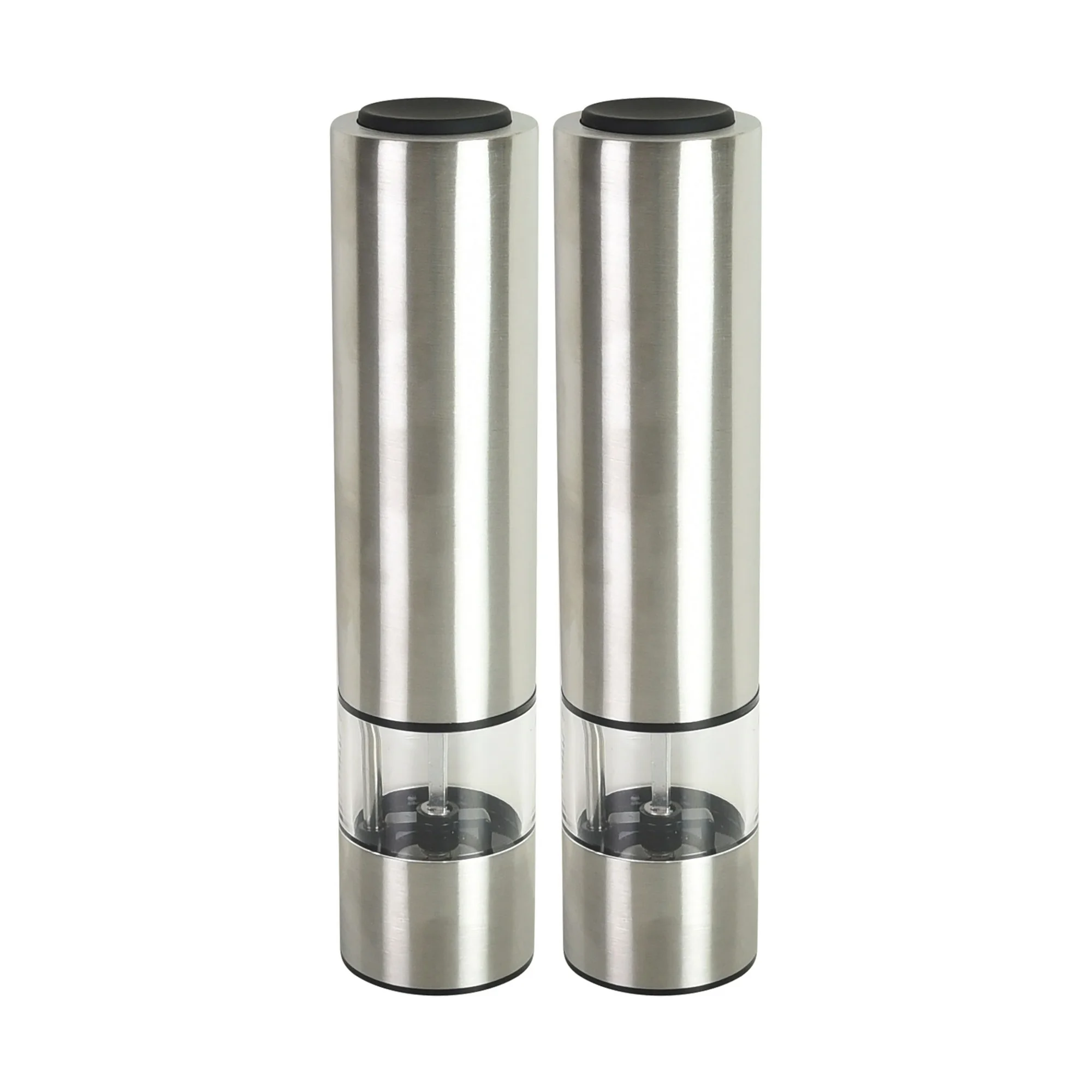 (2 pack) Kamenstein Battery Operated Stainless Steel Salt and Pepper Grinder Set of Two