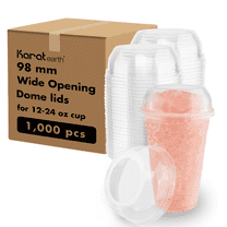 Karat Earth 98mm PLA Dome lids for 12-24 PLA cup, Wide opening - 1,000 pcs