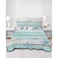 thumbnail image 2 of Quilt King Size Bedding Set, Teal Coastal Reversible Summer Quilt 3 Pieces, Retro Summer Beach Nautical Starfish Lightweight Bedspreads Coverlets with 2 Pillow Shams for All Seasons, 2 of 5