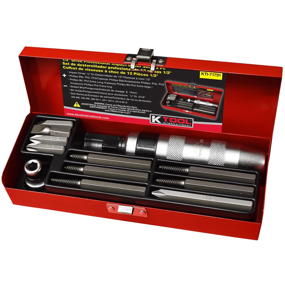 K Tool International KTI71701, ½ Inch Impact Driver, 12 Piece