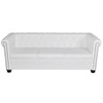 thumbnail image 3 of vidaXL Chesterfield Sofa Set 2-Seater and 3-Seater White Faux Leather, 3 of 5