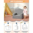 thumbnail image 3 of Sofá infantil 2 en 1, convertible en lounge, espuma, acolchado suave Sherpa, cómodo para niños, 3 of 5