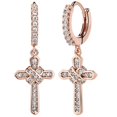 thumbnail image 2 of Cross Hoop Earrings, Jewelry Hoop Earrings for Men Women Anniversaries , Rose Gold, 2 of 8