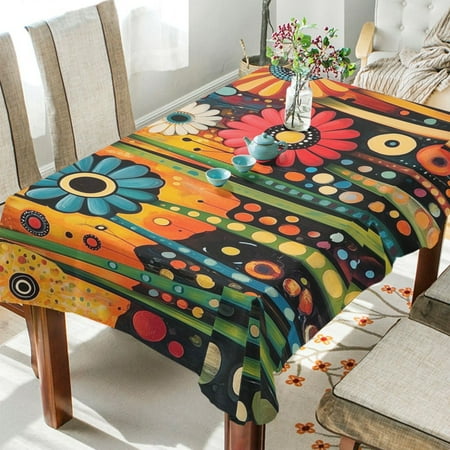 

Yayeee Tablecloths for Rectangular Tables 60 x 120 inch Party Table Cover Red Colorful Flowers with Dots