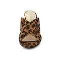 thumbnail image 6 of BLISSFUL STEP Women's Sandals Block Heels Crisscross Strap Mules Slide Sandals Leopard 5.5, 6 of 8