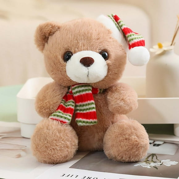 Christmas Gift Scarf Cute Bear Doll Toy Christmas Hat Bear Doll Cloth Doll