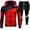 -A-Red165, variant on FINALGANG Men Versatile Outfits Solid Color Patchwork Hooded Long Sleeve Drawstring Full Zip Hoodie Sweatpants With Pockets Two Piece Athletic Sets Leisure Breathable Daily Wear