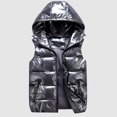 thumbnail image 2 of VNKIDY Women's Outerwear Vests Winter Shiny Puffer Vest With Hood Solid Color Quilted Sleeveless Jacket Zip Up Lightweight Padded Gilet For Casual Outdoor Wear Soft Outerwear, 2 of 5