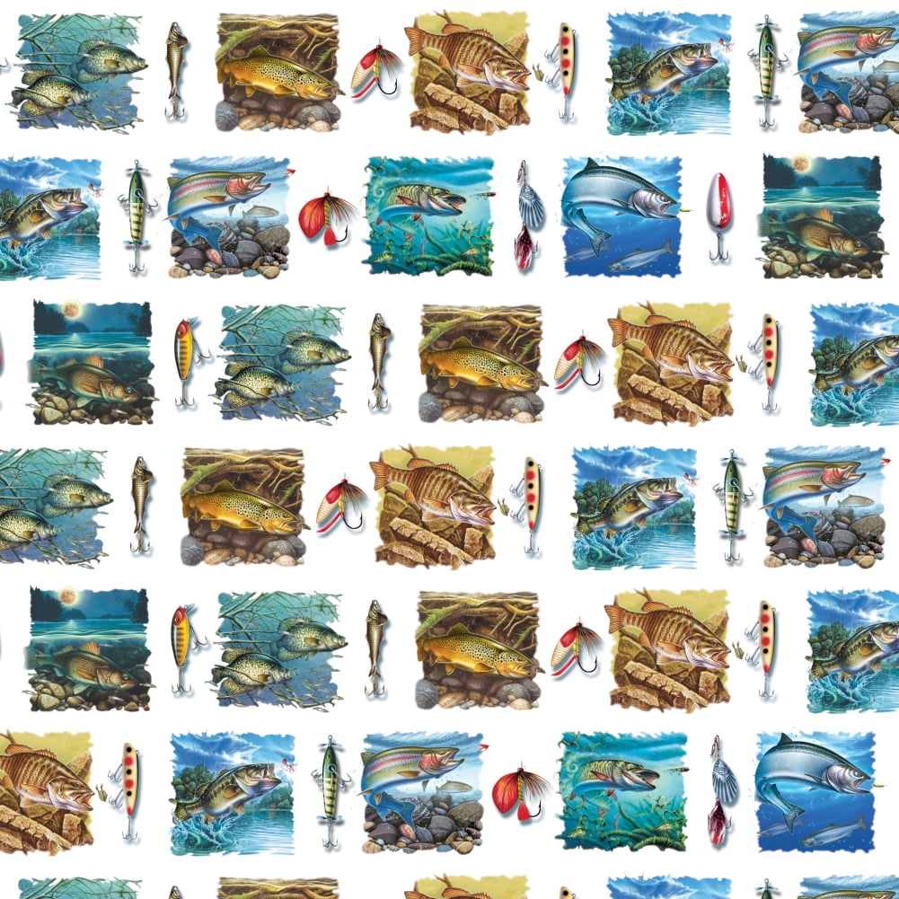 Fish Paintings Lures River Fishing Premium Roll Gift Wrap Wrapping ...