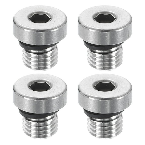 Uxcell 4pcs 304 Stainless Steel Pipe Plug Fitting M8x1 Metric Male Thread Inner Hex Head Cap Hexagonal Head Bung Plugs Fittings with Seal Ring for Air Water Oil Gas Tube